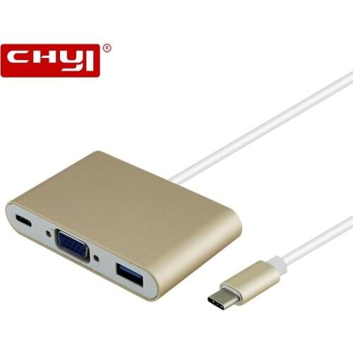 CHYI USB Type C Hub Mini High Speed Multi USB Splitter With VGA OTG USB 3.0 Converter Adapter For Macbook Smartphone Computer