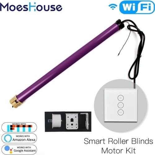 Motorized Electric Smart Tubular Roller Shade Blinds Motor 4 Wires Smart Life App Remote Control Works with Alexa Google Home