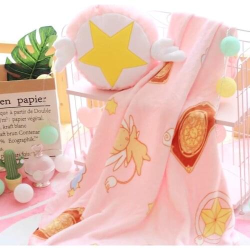 Anime Pink Card Captor Sakura Soft Coral Fleece Blanke Mat Cushion sofa throw Bedroom Child Kids Gift