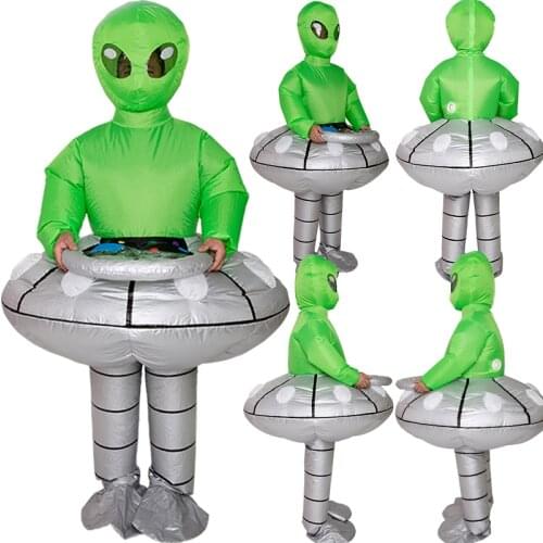 Green UFO Inflatable Costumes Adult Cosplay Alien Halloween Costume Festival Party Role Play Performance Disfraz for Women Men