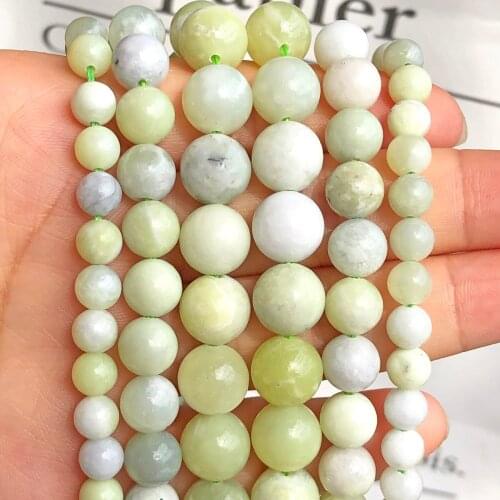 Natural China Green Jades Stone Bead Round Loose Spacer Beads for Jewelry Making DIY Bracelet Necklace 15'' Strand 4/6/8/10mm