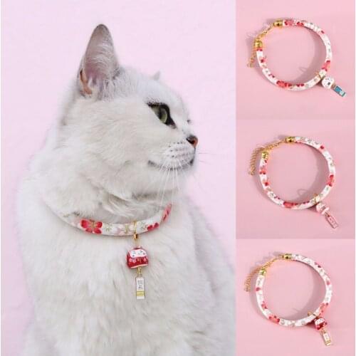 Japanese Style Simple Bell Cat Collar Adjustable Buckle Necklace With Bell Fashion Pet Accessories