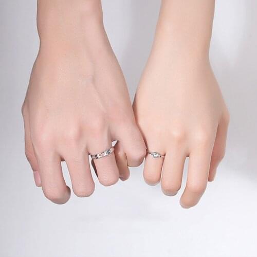 1 Pair Love Heart-shaped Couple Rings Women Men Engagement Wedding Bands Jewelry