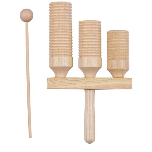 Percussion Wood Block 3 Tone Wooden Percussion Musical Instrument Children Musical Toys with Mallet