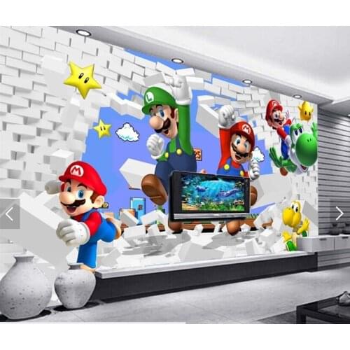 Custom wallpaper for children.Super Mario Animation,3D modern murals for living room sofa childrens room wall vinyl wallpaper