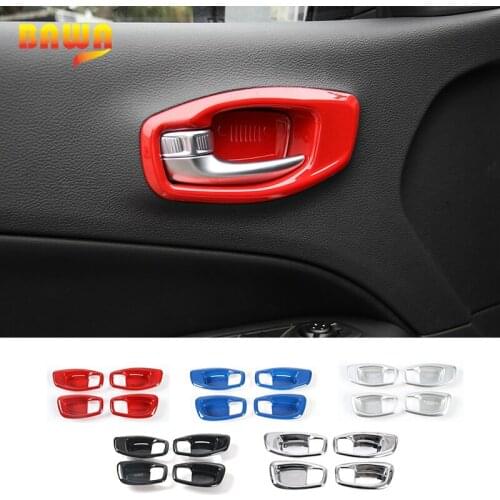 BAWA Interior Mouldings For Jeep Compass 2017 Car Interior Inner Door Handle Bowl Cover Trims Decoration For Jeep Compass 2017