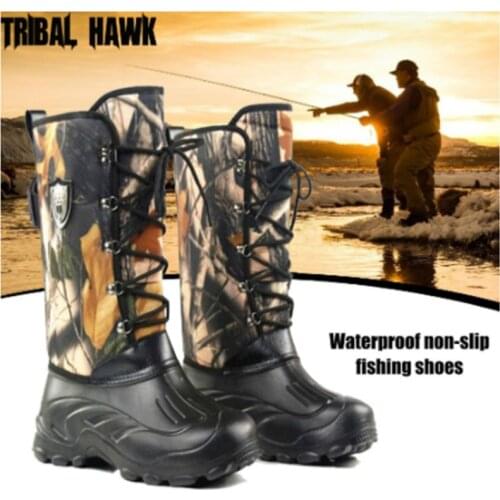 Waterproof Non-slip Fishing Shoes Autumn Winter Velvet Warm Fishing Waders Outdoor Hiking Hunting Camouflage Snow Boots