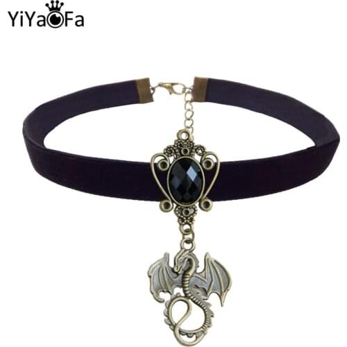 YiYaoFa Handmade Choker Necklace & Pendant Vintage Women Accessories Gothic Jewelry Statement Dragon Charm Necklaces DD-53