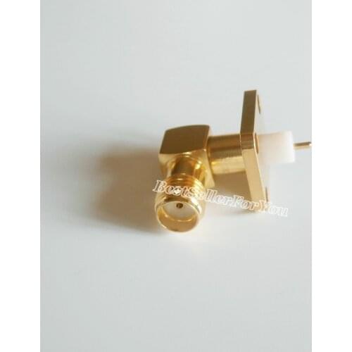 10Pcs SMA Female Jack 4-hole flange deck PTFE solder mount Right Angle RF Connector