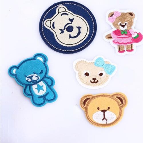 50pcs/lot Embroidery Patches Cartoon Bear Animal Clothing Decoration Sewing Accessories Diy Iron Heat Transfer Applique