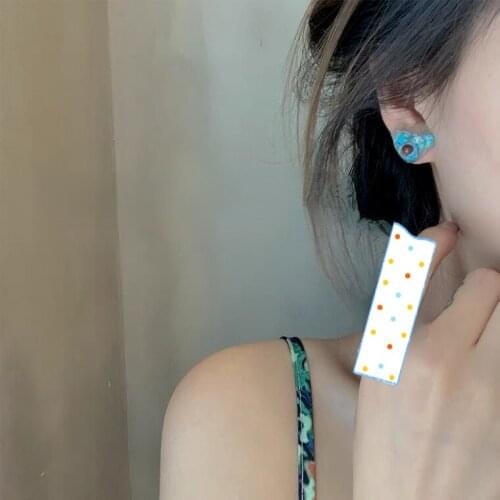 Color Sequined Stud Earrings Bear Acrylic Stud Earrings for Women Piercing Jewelry