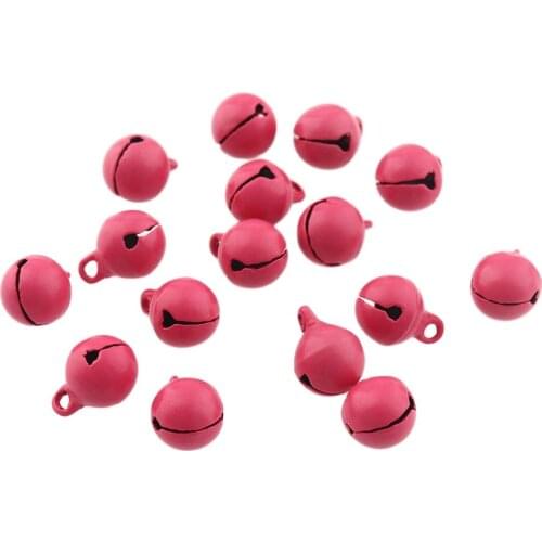 200pcs Jingle Bells Metal 10mm Loose Beads Pink For Festival Party Decoration/Christmas Tree Decoration/DIY Crafts Accessories