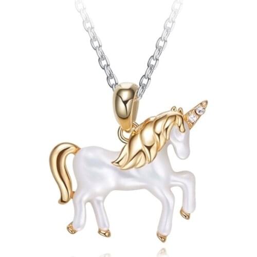 2021 Fine Girl Necklace Unicorn Pendant Chain On The Neck Christmas Birthday Gift Charms Women Jewelry Accessories