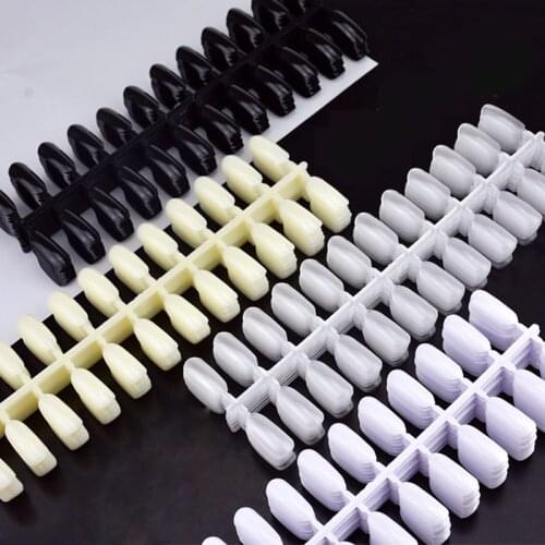 48pcs Nail Tips Nail Art Practice Display Tools Clear White Black Fake Nail Manicure Color Card for Nail Polish Poly Nail Gel