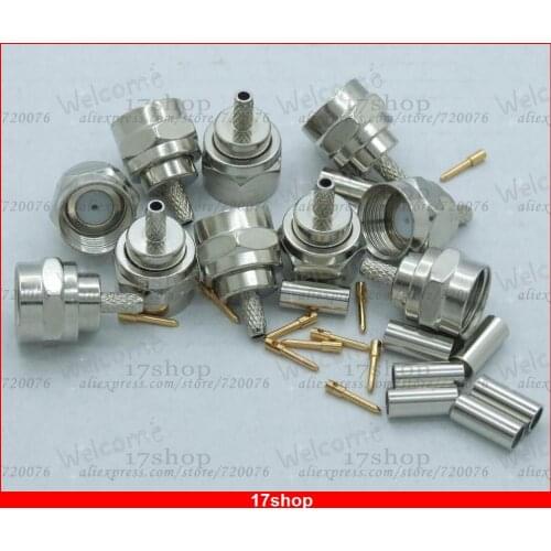 50 sets RF connector F type male plug straight crimp for RG174 RG188 RG316 cables RF