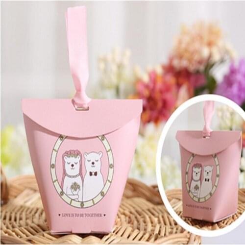 50pcs Creative T Pocket Box Mori Baby Shower Gift Boxes Birthday Party Candy Boxes Wedding Supplies Packaging Box with Ribbon