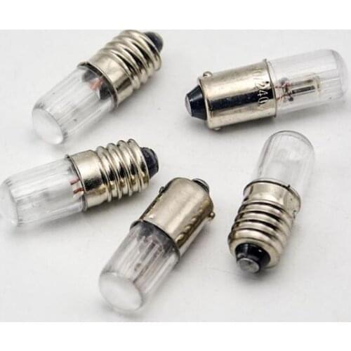 50pcs/lot E10 B9 Small Indicator Light Bulb Miniature Flashlamp Bulb for Instrument 6.3V 12V 24V 36v 48V 110V 220V 380V