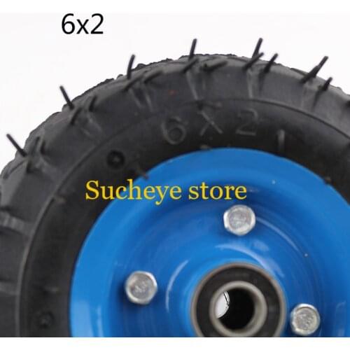 6 inch Air Wheel 6x2 pneumatic tire & alloy hub for trolley, Trailer casters 6'' Electric Scooter tyre and inner tube