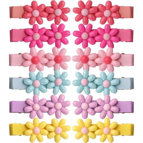 6Pairs=12pcs/lot Novelty Flowers Hairpin Plastic Accessories Handmade Barrettes Girls' Present For Birthday