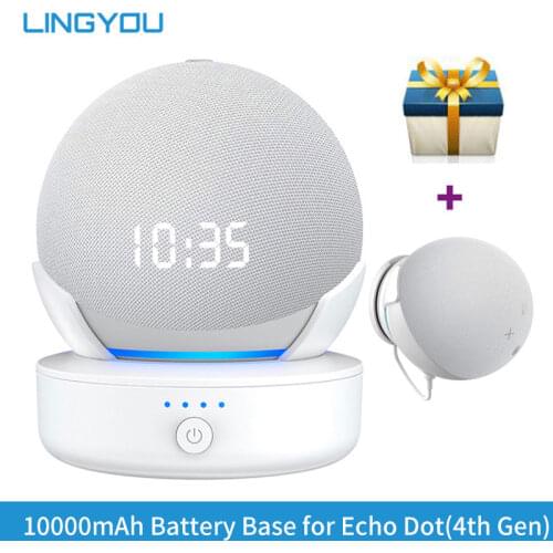 LINGYOU Rechargeable Battery Base For Amazon Echo Dot 4 4th Gen Mount 5000/10000mAh Portable PowerBank For Alexa Speaker Charger