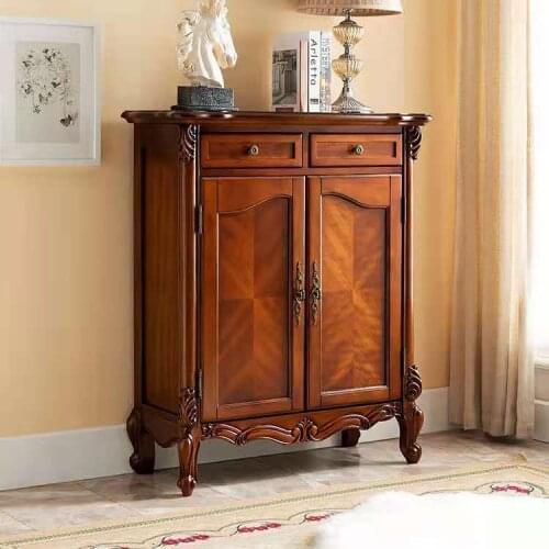 American furniture factory American solid wood shoe cabinet European solid wood double door small shoe cabinet carving shoe cabi