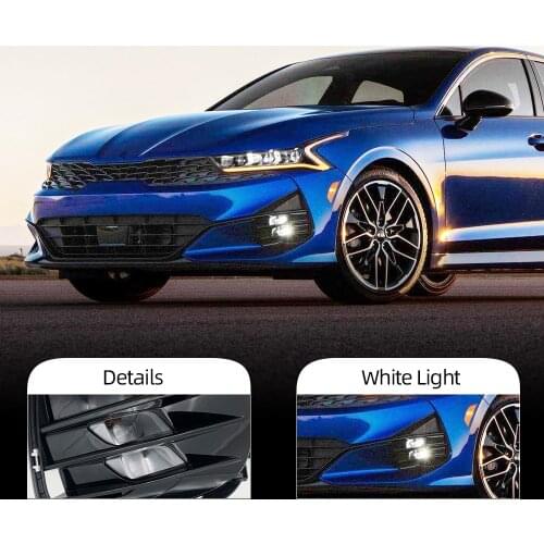 Car Flashing 2Pcs LED Fog lamp Daytime Running Lights For Kia Optima K5 2020 2021 DRL Front Fog Light cover