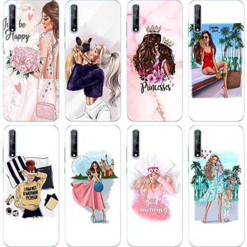 Princess Female boss coffee Soft Silicone Case for Huawei Y5 Lite 2018 Y6 Y7A Y9A Prime 2018 Y9 2019 Y9S Y5P Y6P Y7P Y8P Cover