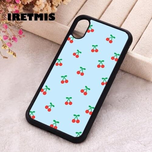 Iretmis 5 5S SE 2020 Phone Cover Case for iPhone 6 6S 7 8 Plus X Xs XR 11 12 Mini Pro Max Rubber Silicone Cherrie Blue