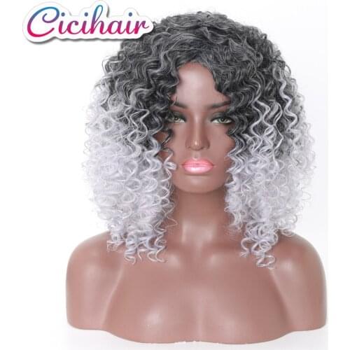 CICIHAI 20Inch Short Hair Afro Kinky Curly Synthetic Wigs Loose Big Bouncy Fluffy Kinky Afro Style Heat Resist Soft Hair
