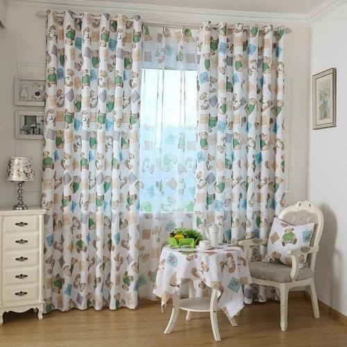 Children Pattern Cartoon Bear/Elephant Printing Blackout Curtain for Living Room 100% Polyester Fabric Curtains for Bedroom