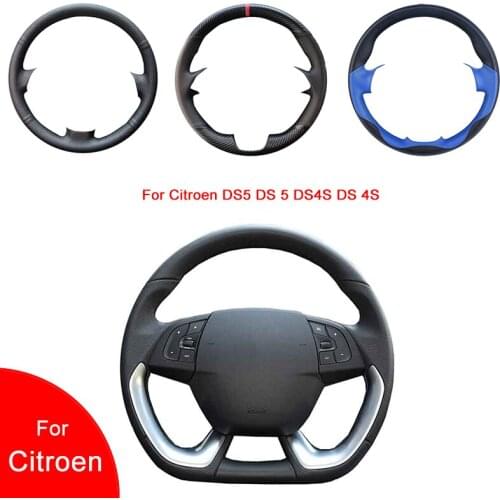 Breathable Punch Hand-Stitched Black Artificial Leather Car Steering Wheel cover For Citroen DS5 DS 5 DS4S DS 4S