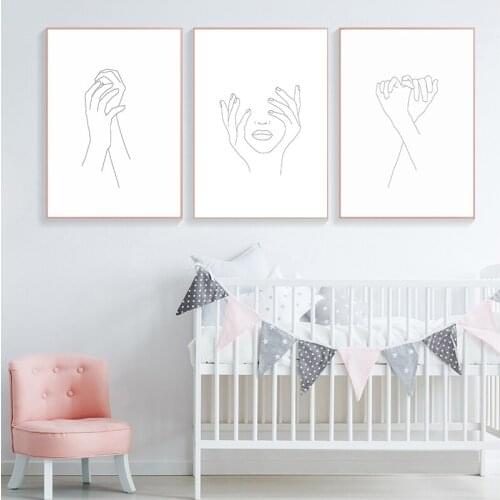 Sketch Wall Art Line Drawing Print Minimalist Simple Fashion Canvas Poster Black White Painting Love Quote Wall Picture Decor