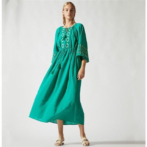 Cotton Long Beach Dress Beach Coverups for Women Pareo de Plage Swimsuit Cover up Beach Sarongs Swimwear Kaftan Beach #Q666