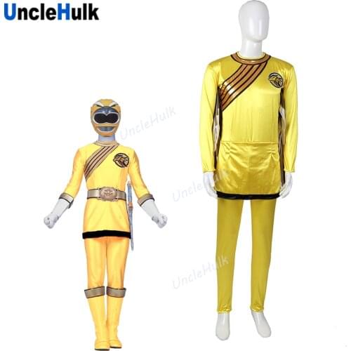 Hyakujuu Sentai Gaoranger Gao Yellow the Noble Eagle Cosplay Costume - Satin Fabric Bodysuit with Wings | UncleHulk