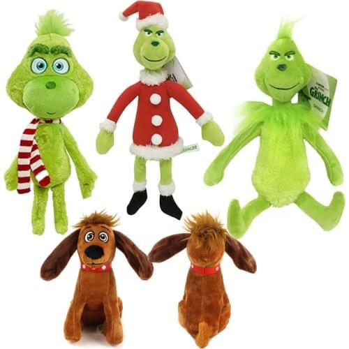 4Pcs/lot Kawaii Grinch Plush Toy How the Grinch Stole Plushie Toys Soft Animal Dog Stuffed Doll For Kid Christmas Birthday Gifts