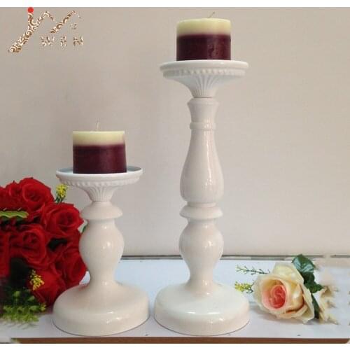 IMUWEN Candle Holders Metal White Candlestick Fashion Wedding Centerpieces Candle Stand Exquisite Table Candelabra Home Decor