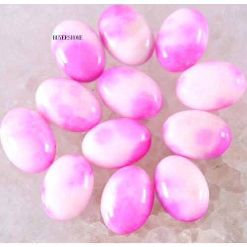 18x13MM&16x12MM CAB Cabochon Oval Natural Stone Bead Pink Jades For Jewelry Making Necklace Pendant Bracelet Earrings 10Pcs