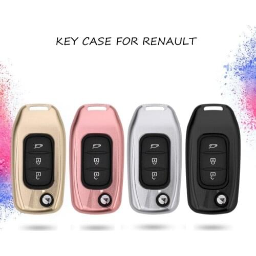 LUNASBORE Aluminum Alloy Car key shell key case protect For Renault Kadjar Koleos Folding key cover Accessories