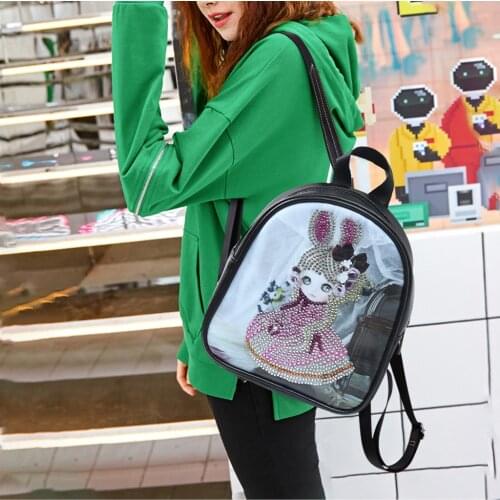 DIY Special Shaped Diamond Painting Leather Bags Chain Storage Bag Cross Stitch Wallet Students Backpack Children School Bags