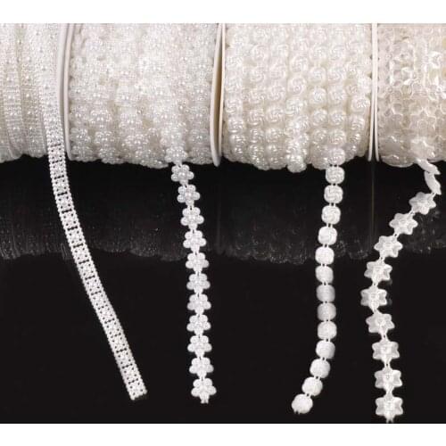 Fishing Line 4 Kinds White Artificial Pearls Flower Beads Chain For Party DIY Wedding Decorations Garland Flowers 2 Meters C2006