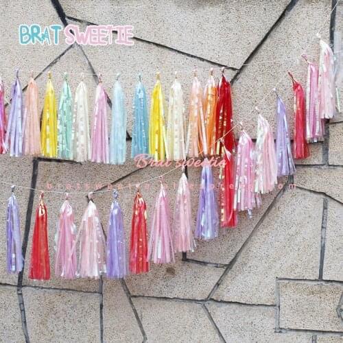Metallic Foil tinsel Fringe Curtain Tassels Garland Baby Shower Boy Girl Happy Birthday Party Decorations Balloons Accessories