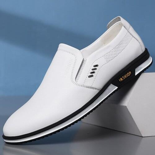 Leather shoes mens leather 2021 new summer breathable British Korean shoes mens casual shoes white fashion mens shoes