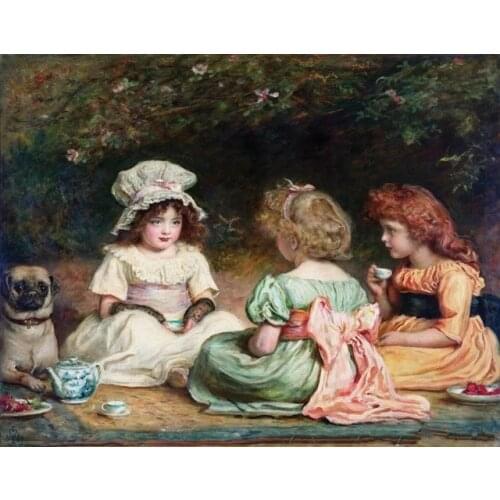 Three cute girl people baby Handmade Needlework Embroidery DIY Cross Stitch Kits Crafts 14CT Unprinted Home decor wall Arts