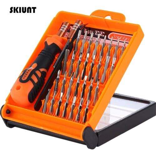 SKIUNT 33 In 1 Screwdriver Set Magnetic Torx Hex Phillips Screw Driver Bits Non-slip Handle Multifunctional Household Hand Tools