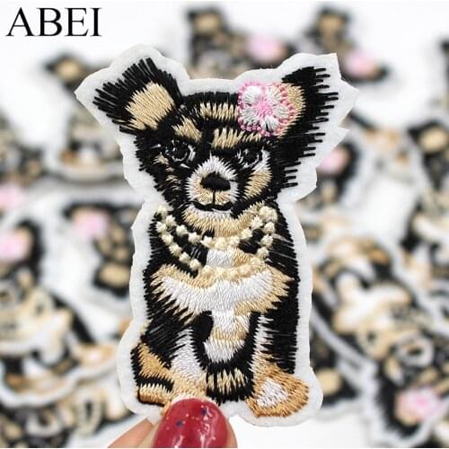 10pcs/lot Cartoon Dog Stickers Embroidered Iron On Animal Appliques DIY Clothes Backpack Shoes Jeans Patches Handmade Badge