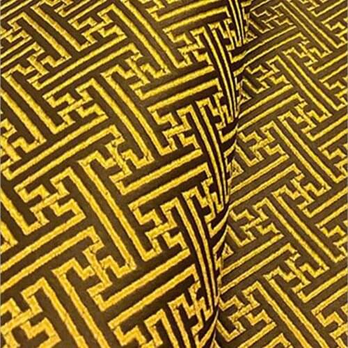 New arrival brocade golden The Great Wall grid fabric for patchwork felt tissue telas children cloth dress cos play 100x75cm