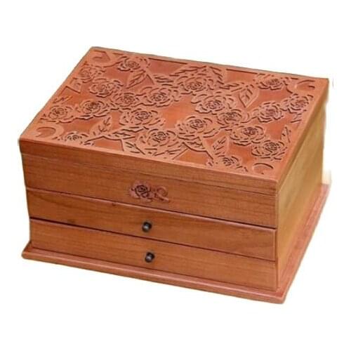 New three layer organizer wood jewelry boxes Storage Box wood clover European wooden jewelry box special offer desk organizer