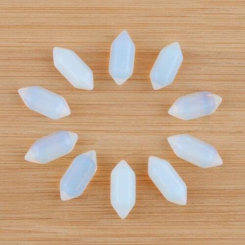 Wholesale 20Pcs Hexagonal Healing Pointed Reiki Chakra Opal Natural Gem Stone No Hole Pendant Beads Jewelry TU3400