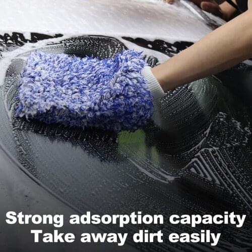 Car Wash Glove Coral Mitt Soft Anti-scratch for Car Wash Multifunction Thick Cleaning Glove Car Wax Detailing Brush Color Random