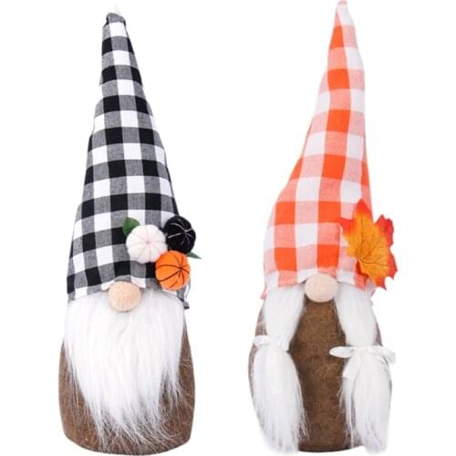 Fall Thanksgiving Gnome Plush Decorations Maple Leaf Pumpkin Elf Doll Ornament Handmade Swedish Gnomes Autumn Tomte